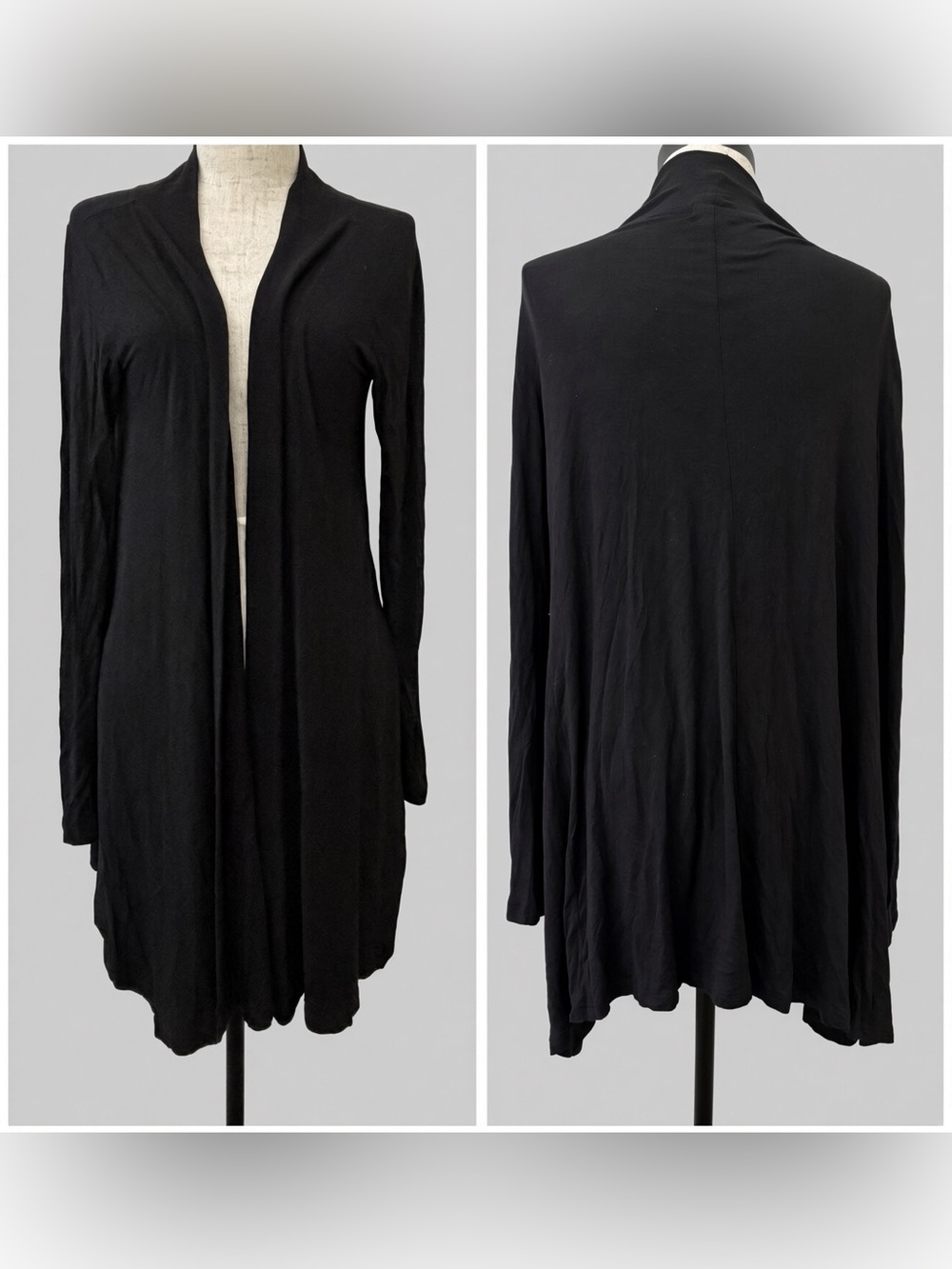 14th & Union black open front long cardigan EUC - size S